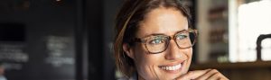 Smiling woman with glasses