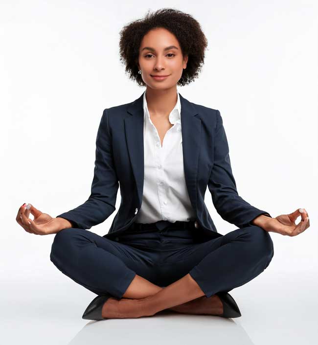 businesswomen in lotus position