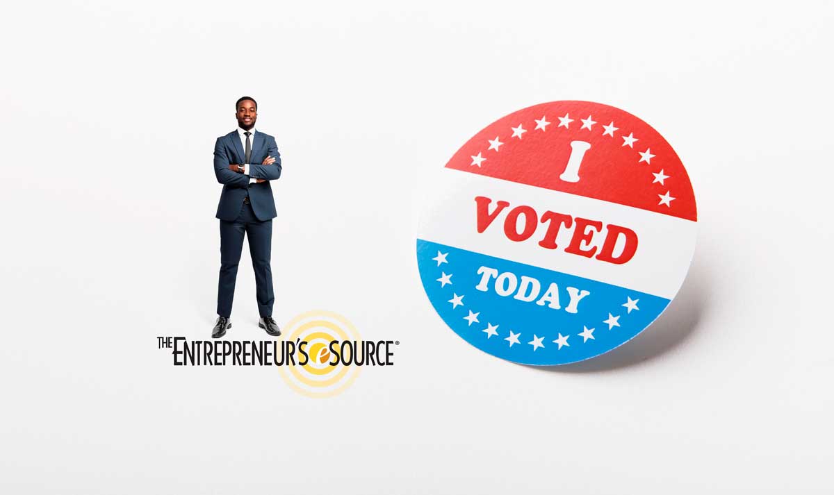 i voted sticker with full body image of businessman