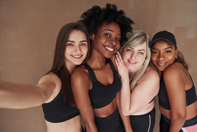 selfie group of diverse young women