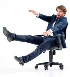 rolling backwards in office chair
