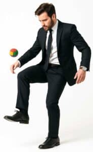 businessman playing hacky sack
