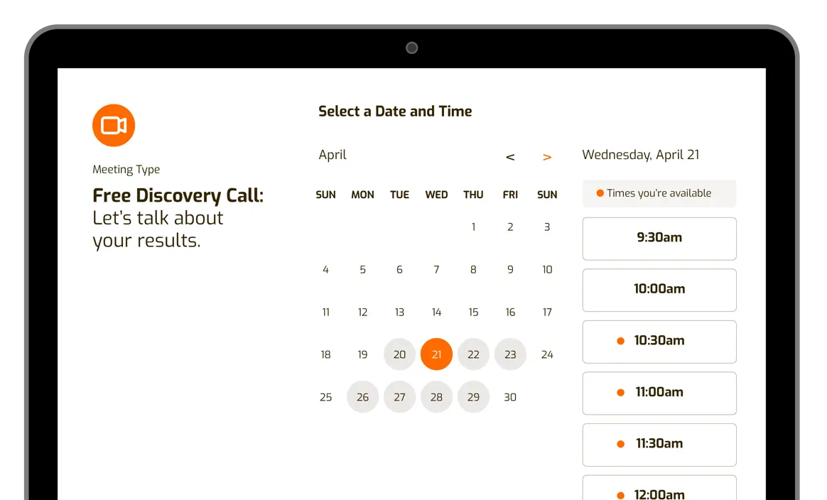 Happy Discovery Call Calendar iPad Screen