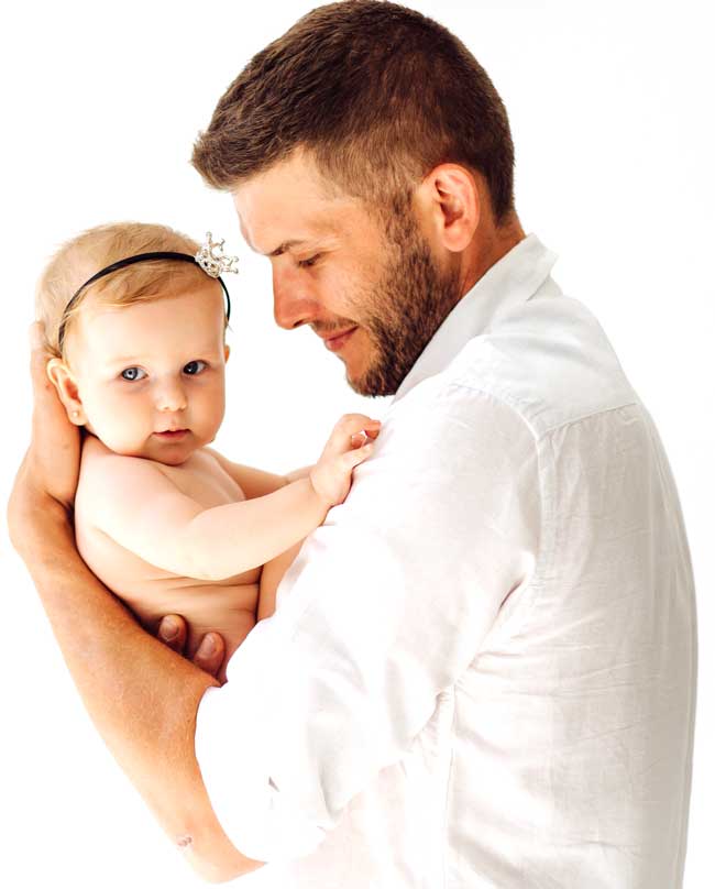 man holding child