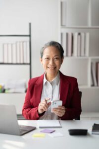woman with calculator