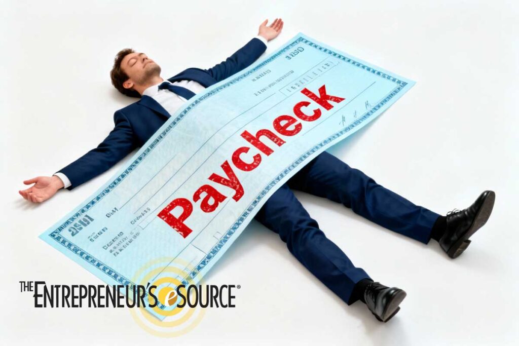 man trapped under paycheck