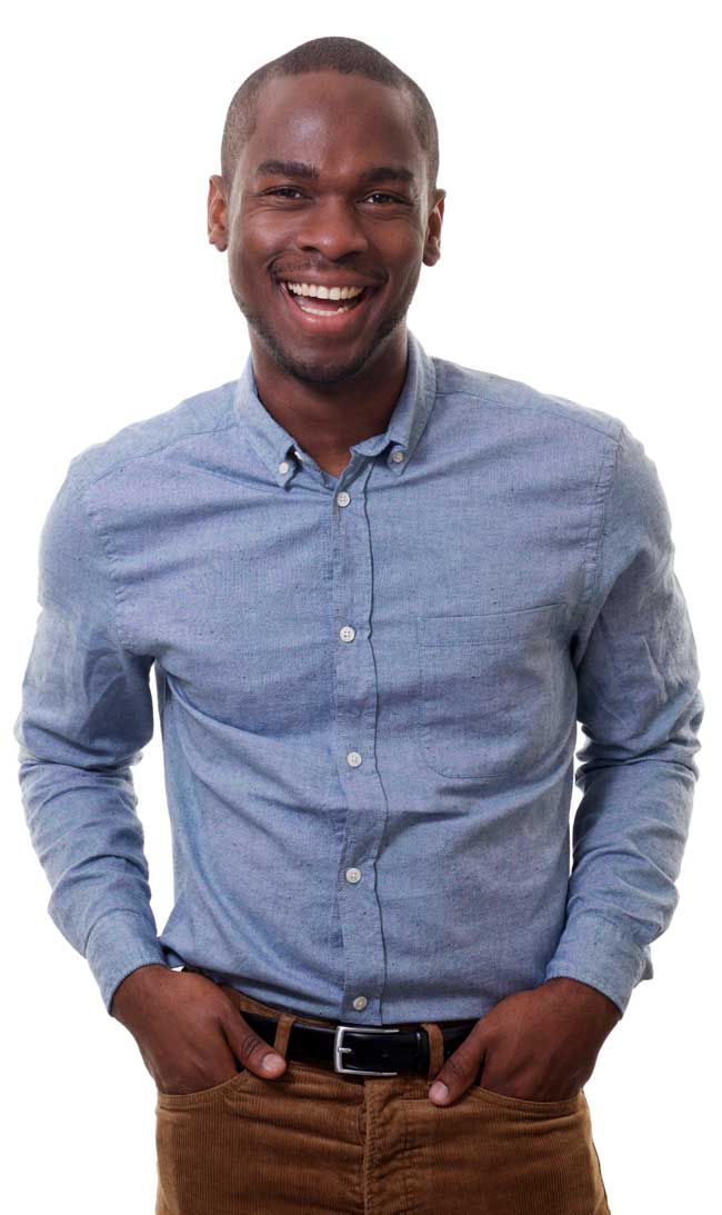 smiling-man-poses-in-a-blue-shirt
