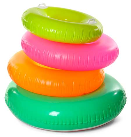 stacked-colorful-inflatable-rings-on-a-white